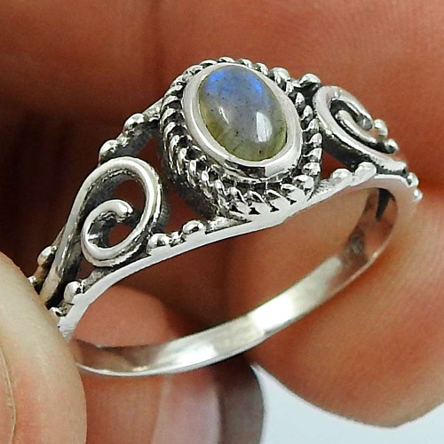 Labradorite Gemstone Ring 925 Sterling Silver Indian Jewelry J49