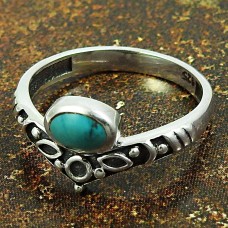 Turquoise Gemstone Ring 925 Sterling Silver Indian Handmade Jewelry I51