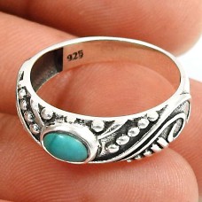 Turquoise Gemstone Ring 925 Sterling Silver Indian Jewelry L52