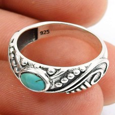 Turquoise Gemstone Ring 925 Sterling Silver Indian Handmade Jewelry M52