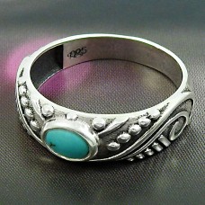 Turquoise Gemstone Ring 925 Sterling Silver Handmade Indian Jewelry N52
