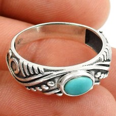 Turquoise Gemstone Ring 925 Sterling Silver Traditional Jewelry P52