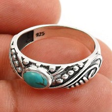 Turquoise Gemstone Ring 925 Sterling Silver Ethnic Jewelry Q4