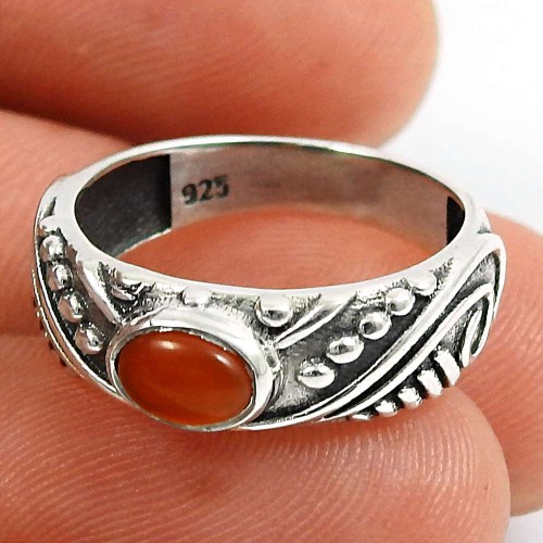 Carnelian Gemstone Ring 925 Sterling Silver Traditional Jewelry Z52