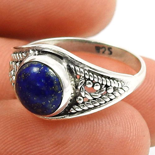 Lapis Gemstone Ring 925 Sterling Silver Indian Jewelry Z53