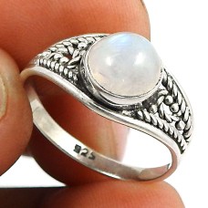 Rainbow Moonstone Gemstone Ring 925 Sterling Silver Traditional Jewelry J53