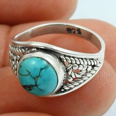 Turquoise Gemstone Ring 925 Sterling Silver Tribal Jewelry N53