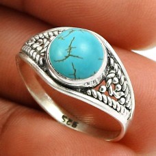 Turquoise Gemstone Ring 925 Sterling Silver Handmade Jewelry O53