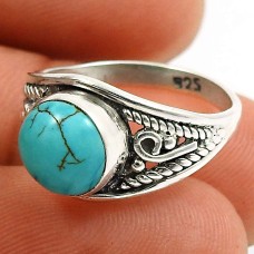 Turquoise Gemstone Ring 925 Sterling Silver Indian Handmade Jewelry K54