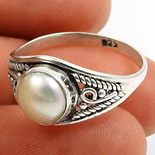 Pearl Ring 925 Sterling Silver Stylish Jewelry Q2