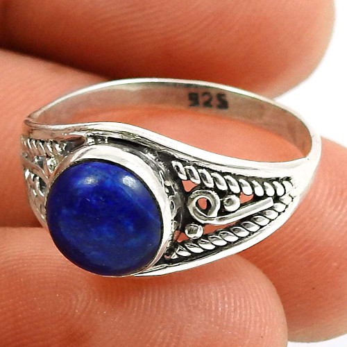 Lapis Gemstone Ring 925 Sterling Silver Handmade Jewelry S54