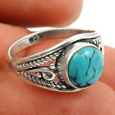 Turquoise Gemstone Ring 925 Sterling Silver Handmade Jewelry I54