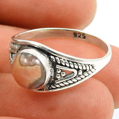 Rhodochrosite Gemstone Ring 925 Sterling Silver Indian Handmade Jewelry U54