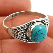 Turquoise Gemstone Ring 925 Sterling Silver Ethnic Jewelry I55