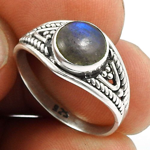 Labradorite Gemstone Ring 925 Sterling Silver Ethnic Jewelry Y54