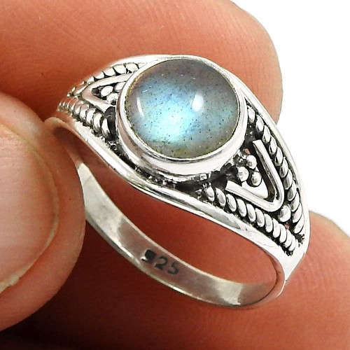 Labradorite Gemstone Ring 925 Sterling Silver Stylish Jewelry A55