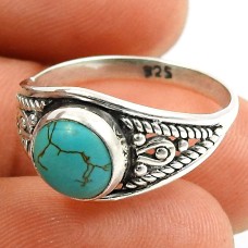 Turquoise Gemstone Ring 925 Sterling Silver Indian Jewelry X55
