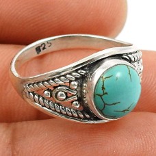 Turquoise Gemstone Ring 925 Sterling Silver Indian Handmade Jewelry Y55