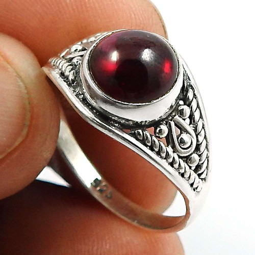 Garnet Gemstone Ring 925 Sterling Silver Stylish Jewelry U55