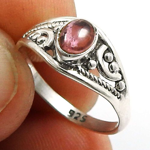 Tourmaline Gemstone Ring 925 Sterling Silver Indian Jewelry L57