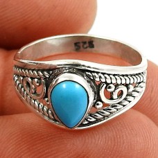 Turquoise Gemstone Ring 925 Sterling Silver Stylish Jewelry A60