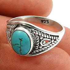 Turquoise Gemstone Ring 925 Sterling Silver Stylish Jewelry O61
