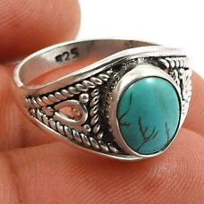 Turquoise Gemstone Ring 925 Sterling Silver Tribal Jewelry P61