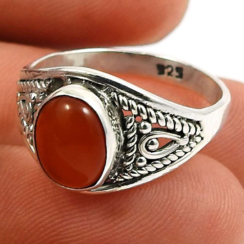 Carnelian Gemstone Ring 925 Sterling Silver Handmade Jewelry Q1