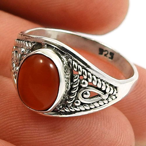 Carnelian Gemstone Ring 925 Sterling Silver Indian Jewelry R61
