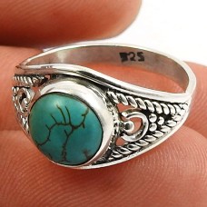 Turquoise Gemstone Ring 925 Sterling Silver Indian Jewelry B62