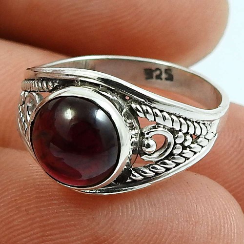 Garnet Gemstone Ring 925 Sterling Silver Indian Handmade Jewelry C62
