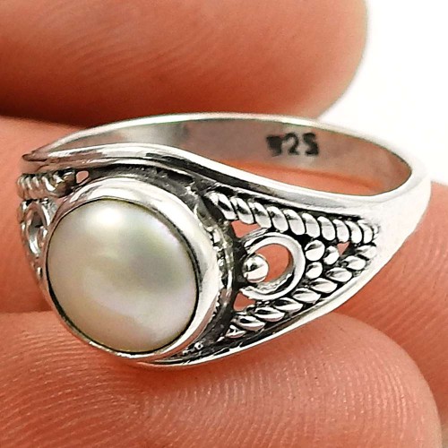Pearl Ring 925 Sterling Silver Ethnic Jewelry G62