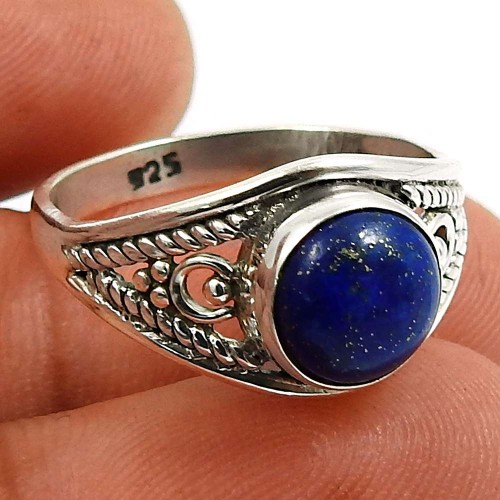 Lapis Gemstone Ring 925 Sterling Silver Tribal Jewelry J62