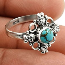 Turquoise Gemstone Ring 925 Sterling Silver Stylish Jewelry G64