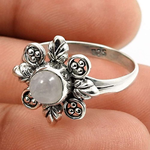 Rainbow Moonstone Gemstone Ring 925 Sterling Silver Traditional Jewelry R65