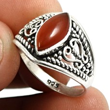 Carnelian Gemstone Ring 925 Sterling Silver Traditional Jewelry V66