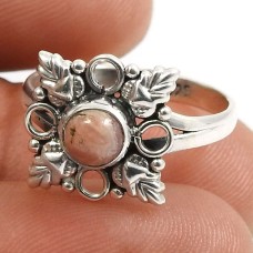 Rhodochrosite Gemstone Ring 925 Sterling Silver Vintage Jewelry O67