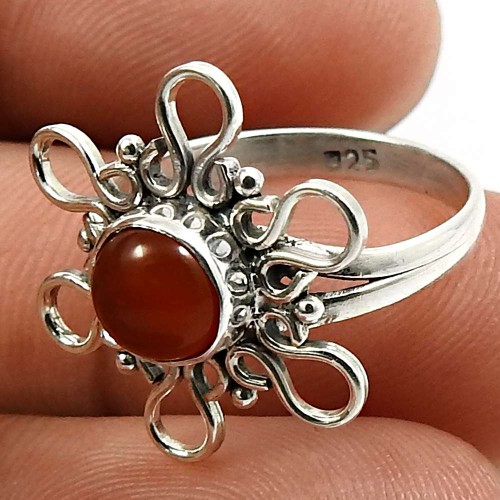 Carnelian Gemstone Ring 925 Sterling Silver Traditional Jewelry J68