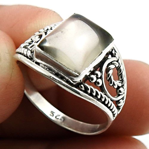 Smoky Quartz Gemstone Ring 925 Sterling Silver Handmade Jewelry Y68