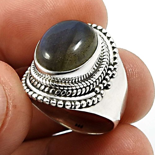 Oval Shape Labradorite Gemstone Ring Size 7 925 Sterling Silver Fine Jewelry J26