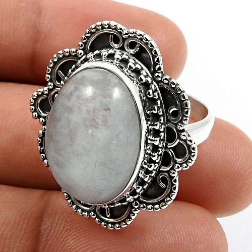 Oval Shape Aquamarine Gemstone Ring Size 7 925 Sterling Silver Jewelry F23