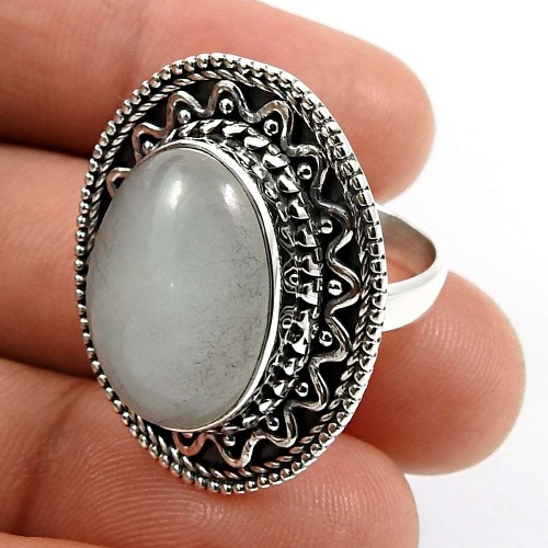 Oval Shape Aquamarine Gemstone Ring Size 7 925 Sterling Silver Fine Jewelry H24