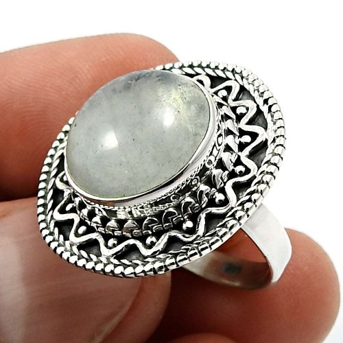 Oval Shape Aquamarine Gemstone Ring Size 7 925 Sterling Silver Jewelry I24