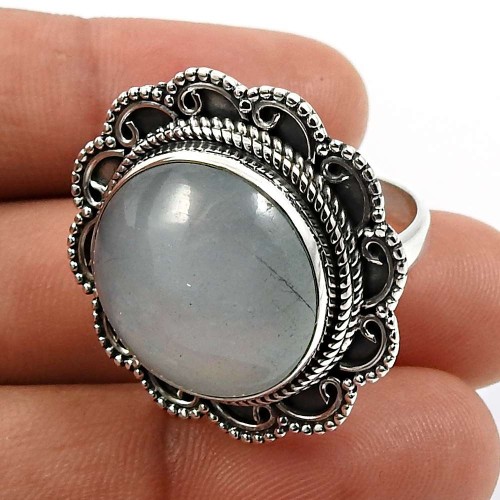 Round Shape Aquamarine Gemstone Ring Size 9 925 Sterling Silver Jewelry P24