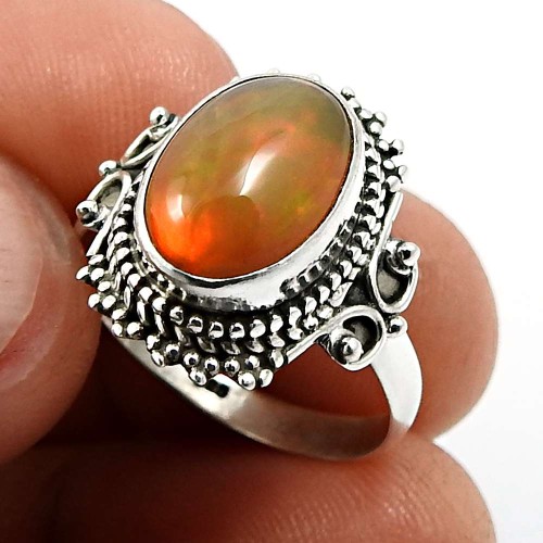 Oval Shape Opal Gemstone Ring Size 7 925 Sterling Silver HANDMADE Jewelry G27