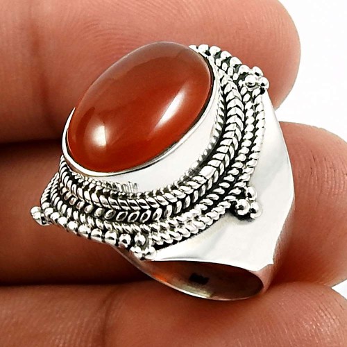 Carnelian Gemstone Ring Size 8 925 Sterling Silver Jewelry Z42
