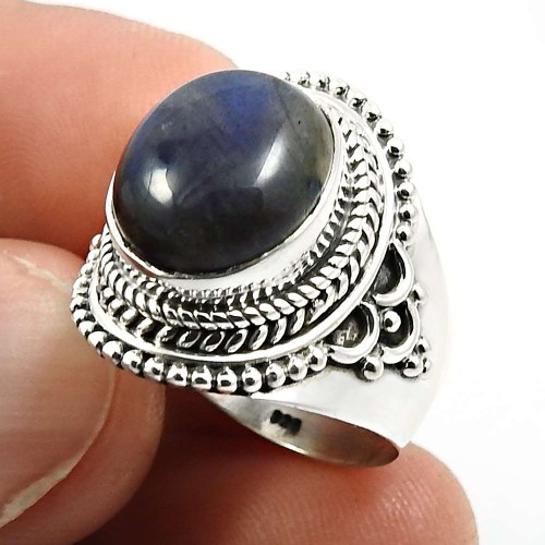 Labradorite Gemstone Jewelry 925 Sterling Silver Ring Size 7 I43