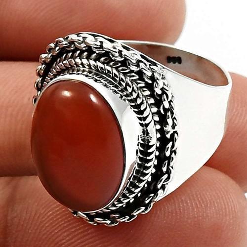 Carnelian Gemstone Jewelry 925 Sterling Silver Ring Size 6 A45