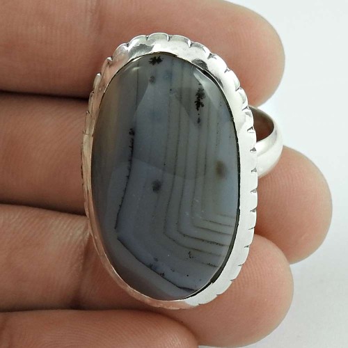 Indian Sterling Silver Jewellery Ethnic Botswana Agate Gemstone Ring Exporter