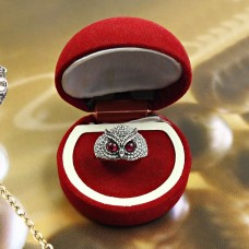 Women Gift 925 Sterling Silver Jewelry Garnet Gemstone Owl Ring Size 7 F10
